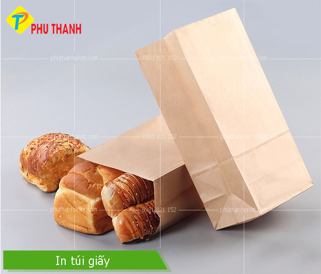 In túi giấy đựng bánh mì